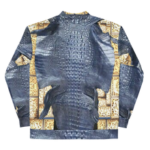 Load image into Gallery viewer, KASHMIR BLUE, GATOR BODY PRINT DESIGNER BOMBER JACKETS B.S.B