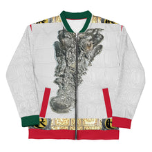Load image into Gallery viewer, RED AND GREEN, WHITE GATOR PRINT, BOMBER JACKETS B.S.B