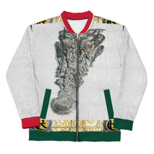 Load image into Gallery viewer, GREEN AND RED, WHITE GATOR PRINT, BOMBER JACKETS B.S.B