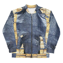 Load image into Gallery viewer, KASHMIR BLUE, GATOR BODY PRINT DESIGNER BOMBER JACKETS B.S.B