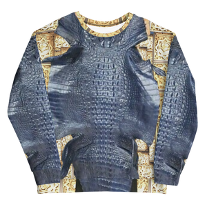 KASHMIR BLUE, GATOR BODY PRINT DESIGNER SWEATSHIRTS B.S.B