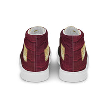 Load image into Gallery viewer, RED AND BLACK GATOR PRINT, Men’s Designer high top canvas shoes
