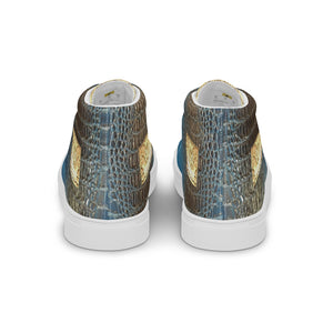 ROYAL BLUE AND BLACK GATOR PRINT, Men’s Designer high top canvas shoes