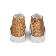 Load image into Gallery viewer, GINGERBREAD BROWN GATOR PRINT, Men’s Designer high top canvas shoes