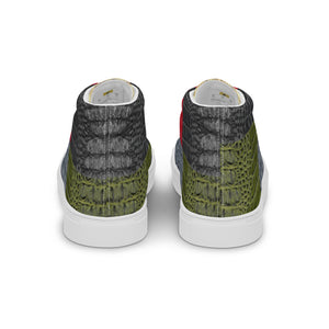 RED, BLUE, BLACK, GREEN GATOR PRINT, Men’s Designer high top canvas shoes