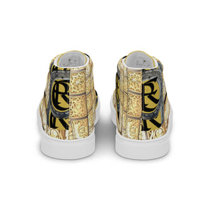 GOLD WITH LOGO, Men’s Designer high top canvas shoes