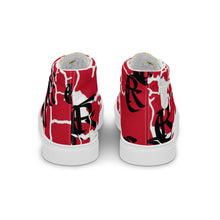 Load image into Gallery viewer, RED WITH LOGO, Men’s Designer high top canvas shoes