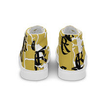 Load image into Gallery viewer, GOLD WITH LOGO, Men’s Designer high top canvas shoes
