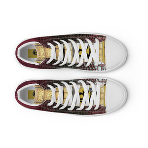 RED AND BLACK GATOR PRINT, Men’s Designer high top canvas shoes