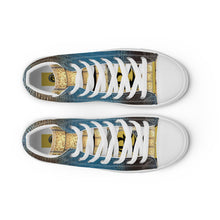 Load image into Gallery viewer, ROYAL BLUE AND BLACK GATOR PRINT, Men’s Designer high top canvas shoes