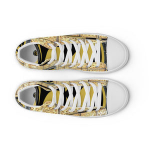 GOLD WITH LOGO, Men’s Designer high top canvas shoes