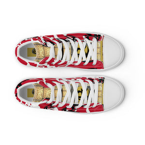 RED WITH LOGO, Men’s Designer high top canvas shoes