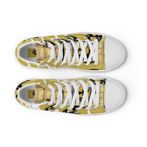 GOLD WITH LOGO, Men’s Designer high top canvas shoes