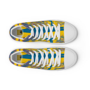 DARK CERULEAN CHRIST, CROSS Men’s high top canvas DESIGNER SHOES