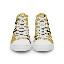 Load image into Gallery viewer, GOLD WITH LOGO, Men’s Designer high top canvas shoes