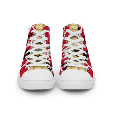 Load image into Gallery viewer, RED WITH LOGO, Men’s Designer high top canvas shoes