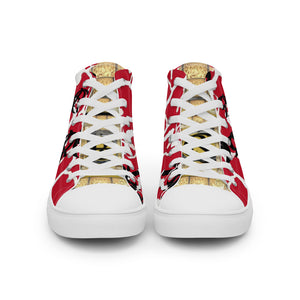 RED WITH LOGO, Men’s Designer high top canvas shoes