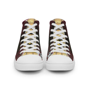 RED AND BLACK GATOR PRINT, Men’s Designer high top canvas shoes