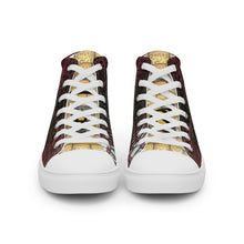 Load image into Gallery viewer, RED AND BLACK GATOR PRINT, Men’s Designer high top canvas shoes