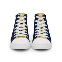 Load image into Gallery viewer, NAVY BLUE, Men’s Designer high top canvas shoes