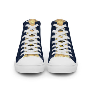 NAVY BLUE, Men’s Designer high top canvas shoes