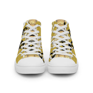 GOLD WITH LOGO, Men’s Designer high top canvas shoes
