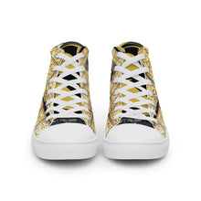 Load image into Gallery viewer, GOLD WITH LOGO, Men’s Designer high top canvas shoes
