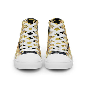 GOLD WITH LOGO, Men’s Designer high top canvas shoes