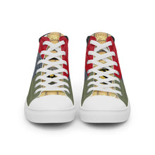 Load image into Gallery viewer, RED, BLUE, BLACK, GREEN GATOR PRINT, Men’s Designer high top canvas shoes