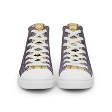 Load image into Gallery viewer, PURPLE GATOR PRINT, Men’s Designer high top canvas shoes