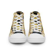 Load image into Gallery viewer, GOLD WITH LOGO, Men’s Designer high top canvas shoes