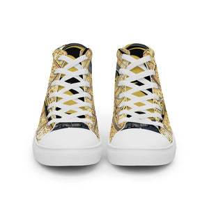 GOLD WITH LOGO, Men’s Designer high top canvas shoes