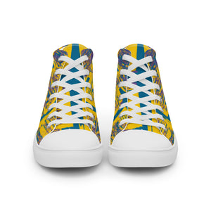 DARK CERULEAN CHRIST, CROSS Men’s high top canvas DESIGNER SHOES