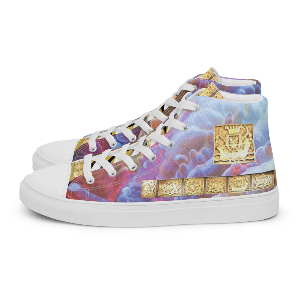 BURGUNDY ABSTRACT, Men’s high top canvas shoes