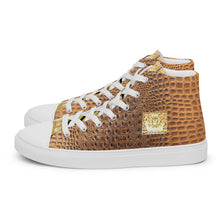 Load image into Gallery viewer, GINGERBREAD BROWN GATOR PRINT, Men’s Designer high top canvas shoes