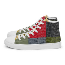 Load image into Gallery viewer, RED, BLUE, BLACK, GREEN GATOR PRINT, Men’s Designer high top canvas shoes
