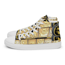 Load image into Gallery viewer, GOLD WITH LOGO, Men’s Designer high top canvas shoes