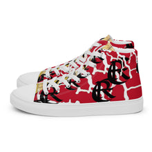 Load image into Gallery viewer, RED WITH LOGO, Men’s Designer high top canvas shoes