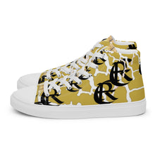 Load image into Gallery viewer, GOLD WITH LOGO, Men’s Designer high top canvas shoes