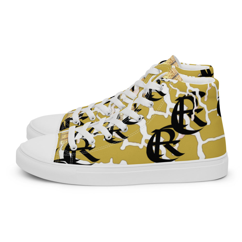 GOLD WITH LOGO, Men’s Designer high top canvas shoes