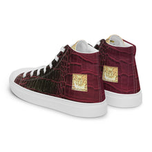 Load image into Gallery viewer, RED AND BLACK GATOR PRINT, Men’s Designer high top canvas shoes