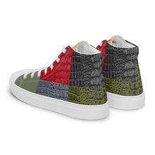 Load image into Gallery viewer, RED, BLUE, BLACK, GREEN GATOR PRINT Men’s Designer high top canvas shoes