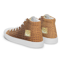 Load image into Gallery viewer, GINGERBREAD BROWN GATOR PRINT, Men’s Designer high top canvas shoes