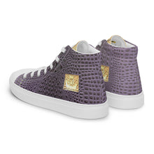 Load image into Gallery viewer, PURPLE GATOR PRINT, Men’s Designer high top canvas shoes