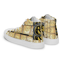 Load image into Gallery viewer, GOLD WITH LOGO, Men’s Designer high top canvas shoes