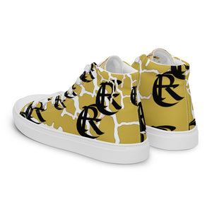GOLD WITH LOGO, Men’s Designer high top canvas shoes