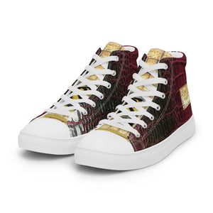 RED AND BLACK GATOR PRINT, Men’s Designer high top canvas shoes