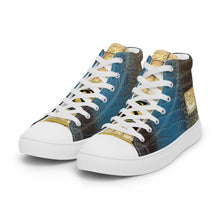 Load image into Gallery viewer, ROYAL BLUE AND BLACK GATOR PRINT, Men’s Designer high top canvas shoes