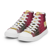 Load image into Gallery viewer, PINK AND BLACK GATOR PRINT, Men’s Designer high top canvas shoes