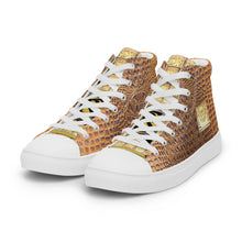 Load image into Gallery viewer, GINGERBREAD BROWN GATOR PRINT, Men’s Designer high top canvas shoes